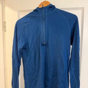 Ibex Men's Indie Hoodie Cerulean Blue - Size M - Merino Wool